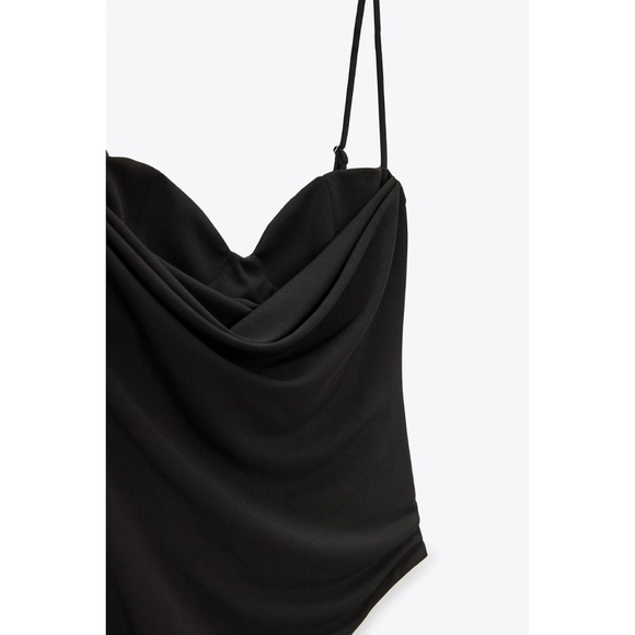 Zara Tops Nwt Zara Black Draped Bodysuit Xsmall Poshmark